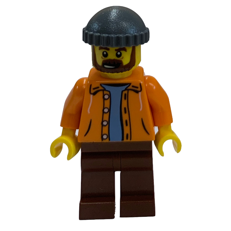 LEGO Orange Torso, Reddish Brown Legs, Dark BLuish Grey Cap (fig-009182)