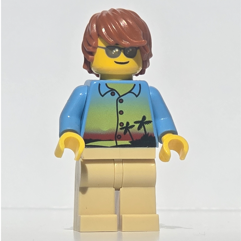 LEGO Medium Blue Torso, Tan Legs, Dark Orange Hair, Sunglasses (fig-009186)