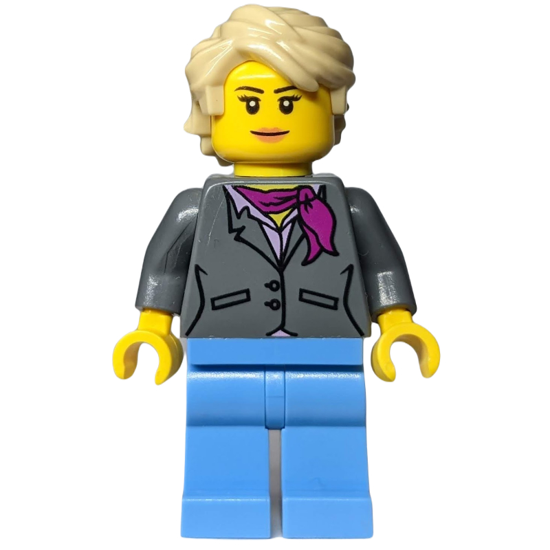 LEGO Dark Bluish Gray Torso, Medium Blue Legs, Tan Hair (fig-009187)
