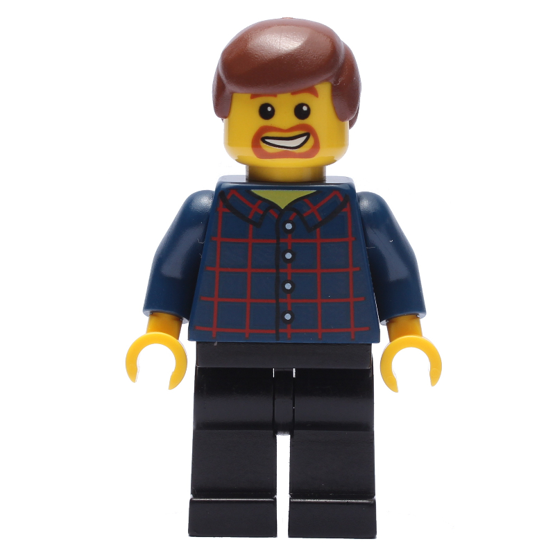 LEGO Dark Blue Torso, Black Legs, Reddish Brown Hair (fig-009197)
