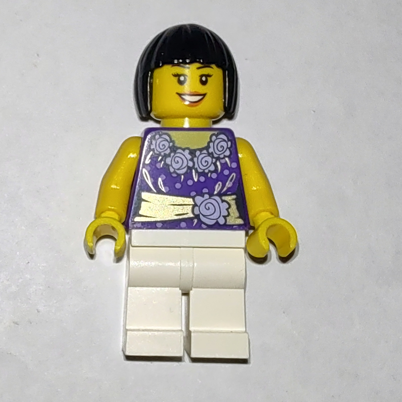 LEGO Dark Purple Torso, White Legs, Black Hair (fig-009206)