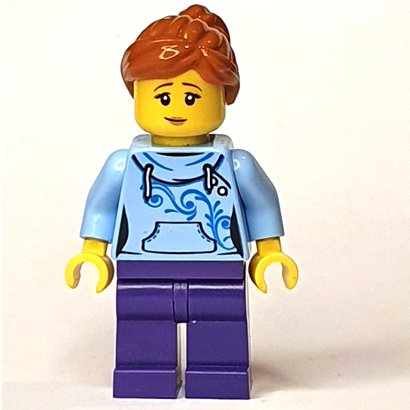 LEGO Bright Light Blue Torso, Dark Purple Legs, Dark Orange Hair (fig-009214)