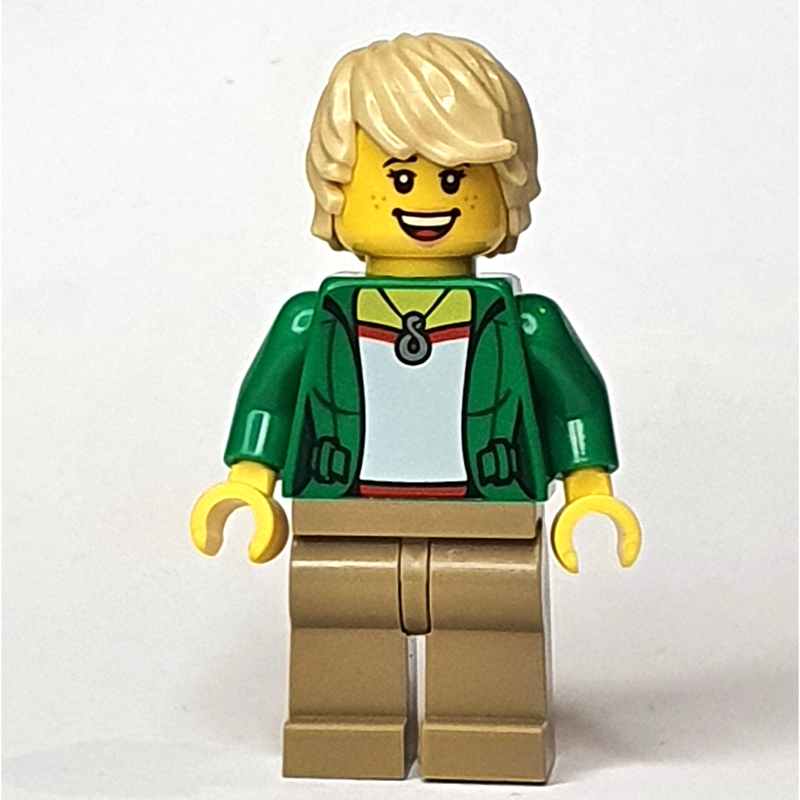 LEGO Green Torso, Dark Tan Legs, Tan Hair (fig-009215)