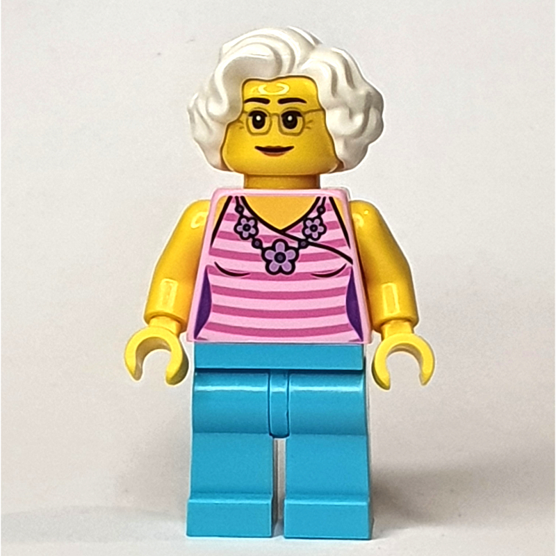 LEGO Bright Pink, Medium Azure, White Hair (fig-009217)