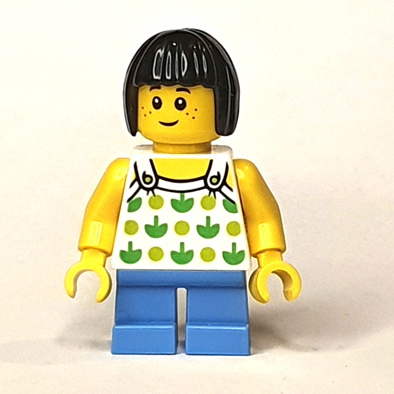 LEGO Kid - White Torso, Medium Blue Legs, Black Hair (fig-009218)
