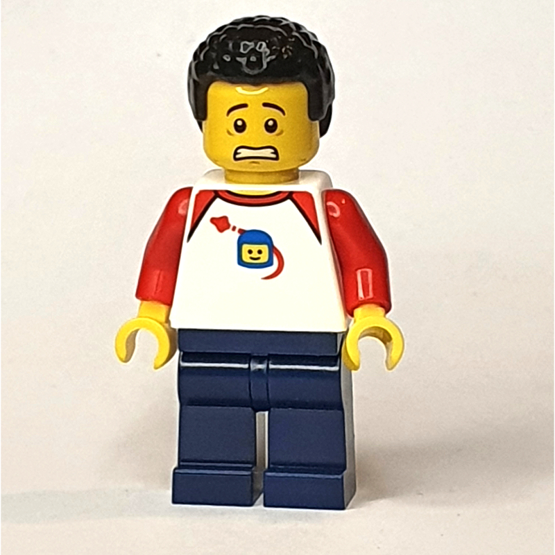 LEGO White Torso, Dark Blue Legs, Black Hair (fig-009219)