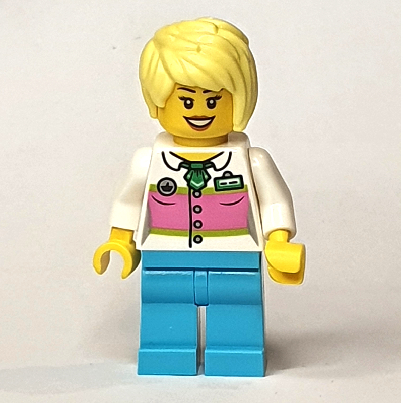 LEGO White Torso, Medium Azure Legs, Tan Hair (fig-009223)