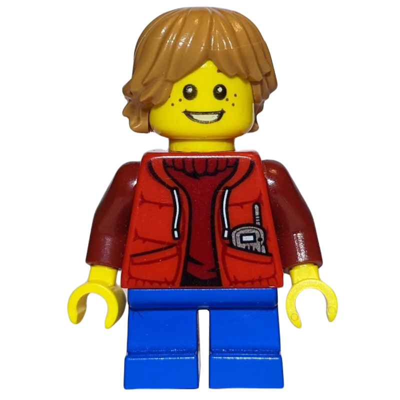 LEGO Kid - Red Torso, Blue Legs, Medium Nougat Hair (fig-009233)