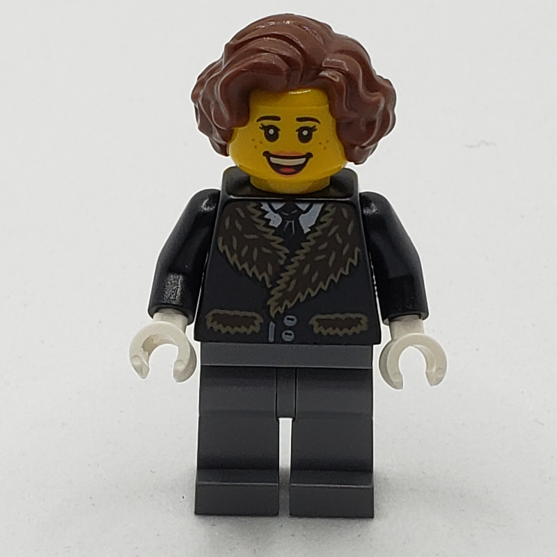 LEGO Black Torso, Dark Bluish Gray Legs, Reddish Brown Hair (fig-009235)