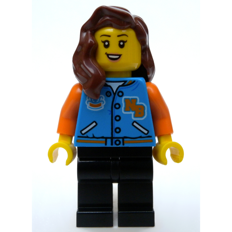 LEGO Dark Azure Torso, Black Legs, Reddish Brown Hair (fig-009242)