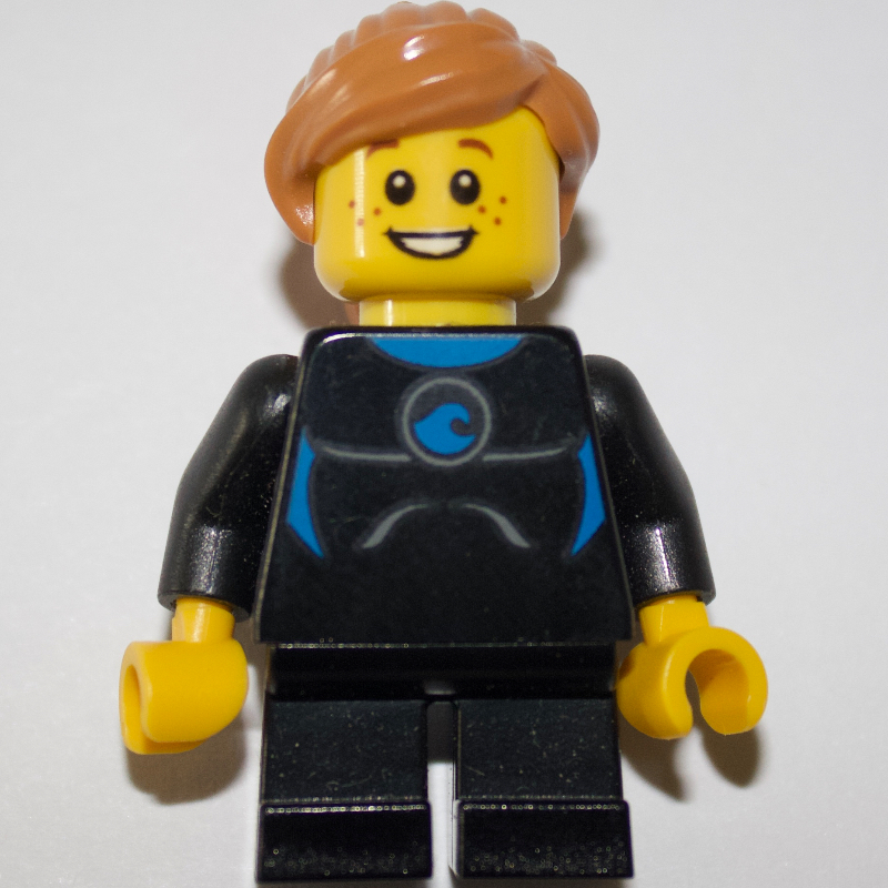 LEGO Kid - Black Torso, Wetsuit, Black Legs, Medium Nougat Hair (fig-009259)