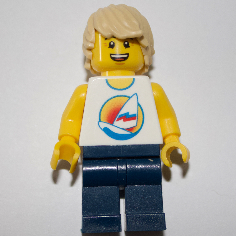 LEGO White Torso, Dark Blue Legs, Tan Hair (fig-009262)