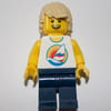 White Torso, Dark Blue Legs, Tan Hair