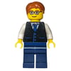 Black Torso, Dark Blue Legs, Dark Orange Hair - Squared Glasses