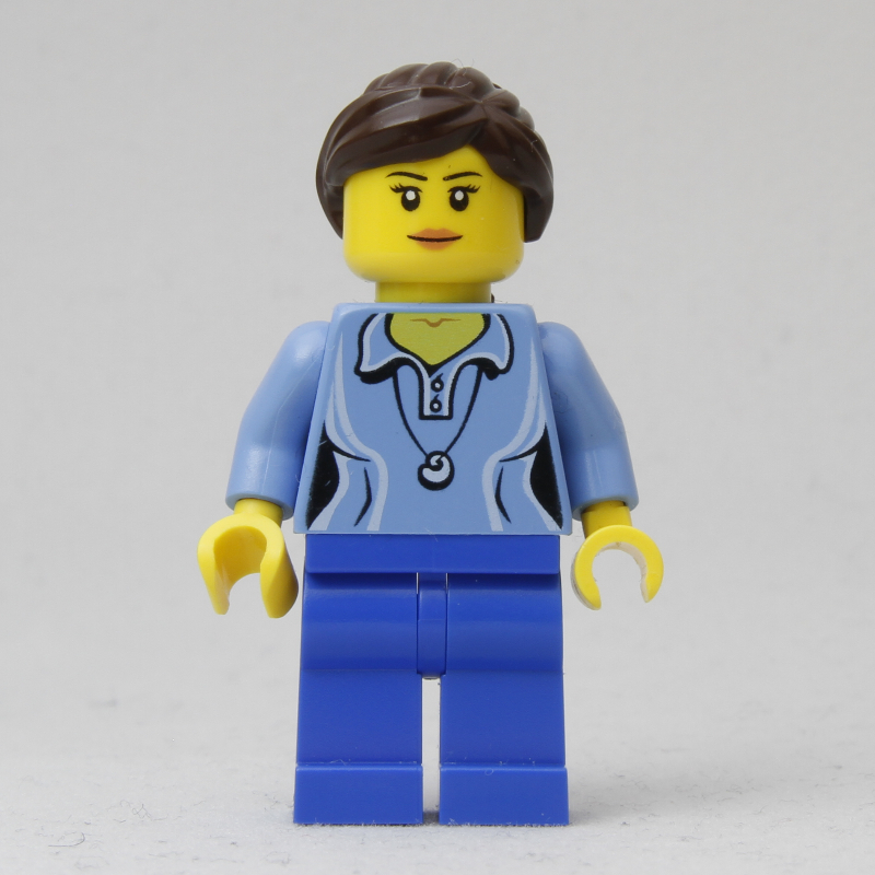 LEGO Medium Blue Torso, Blue Legs, Dark Brown Hair (fig-009264)