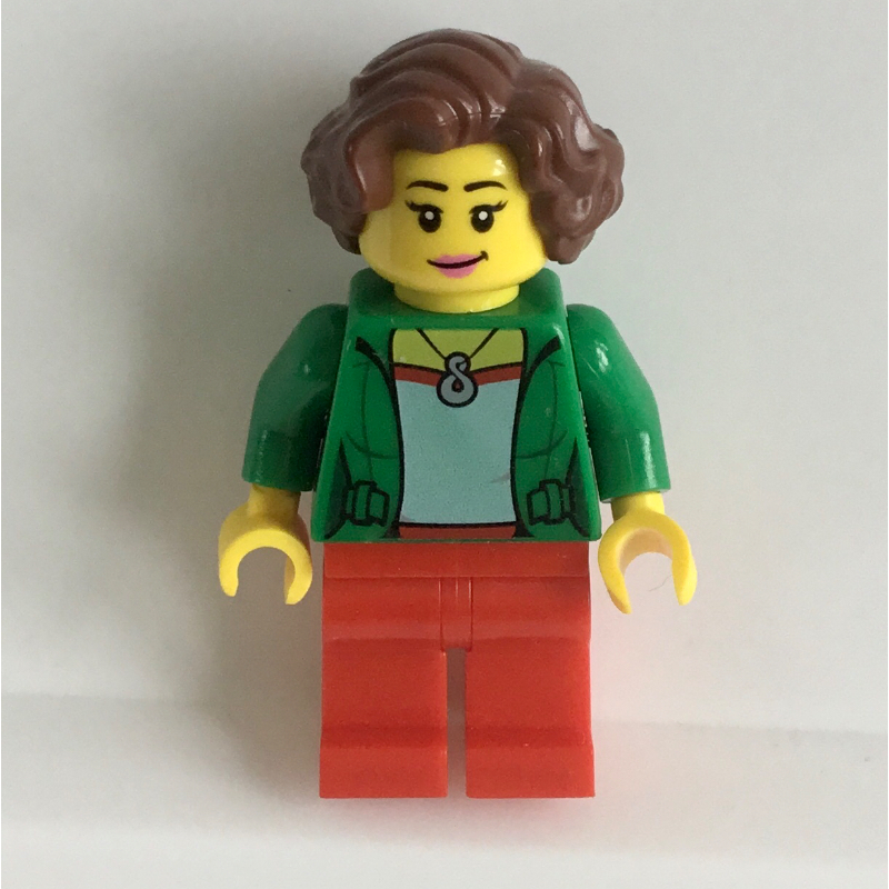 LEGO Green Torso, Red Legs, Reddish Brown Hair (fig-009267)