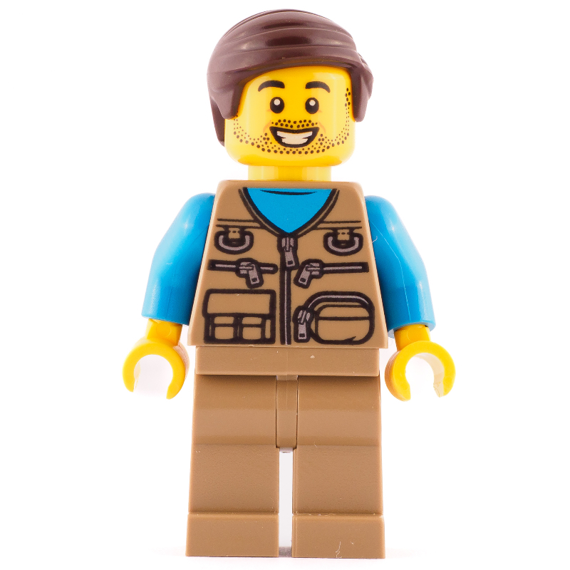 LEGO Dark Tan Torso, Dark Tan Legs, Dark Brown Hair (fig-009268)