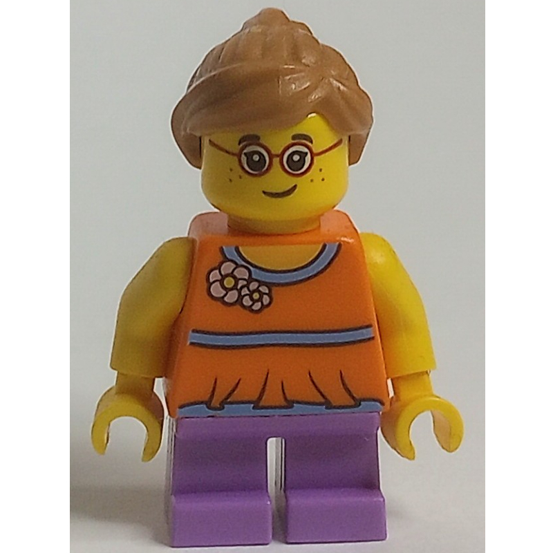 LEGO Kid - Orange Torso, Medium Lavender Legs, Medium Nougat Hair (fig-009275)