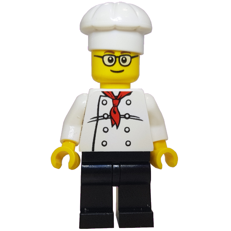 LEGO Chef, Red Neckerchief, Black Legs, Glasses (fig-009280)