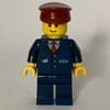 Train Conductor, Dark Blue Suit with Tie and Train Logo, Dark Red Hat