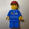 Man, Blue Jumpsuit with Octan Logo, Dark Red Cap