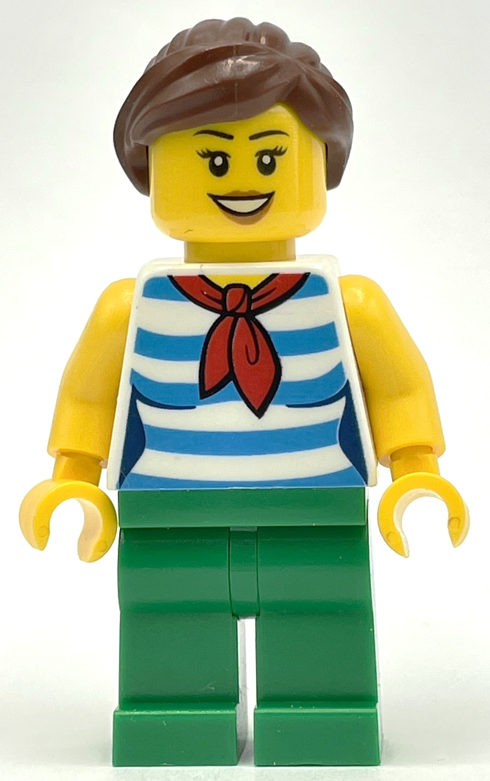 LEGO White Torso, Green Legs, Reddish Brown Hair, Female (fig-009308)