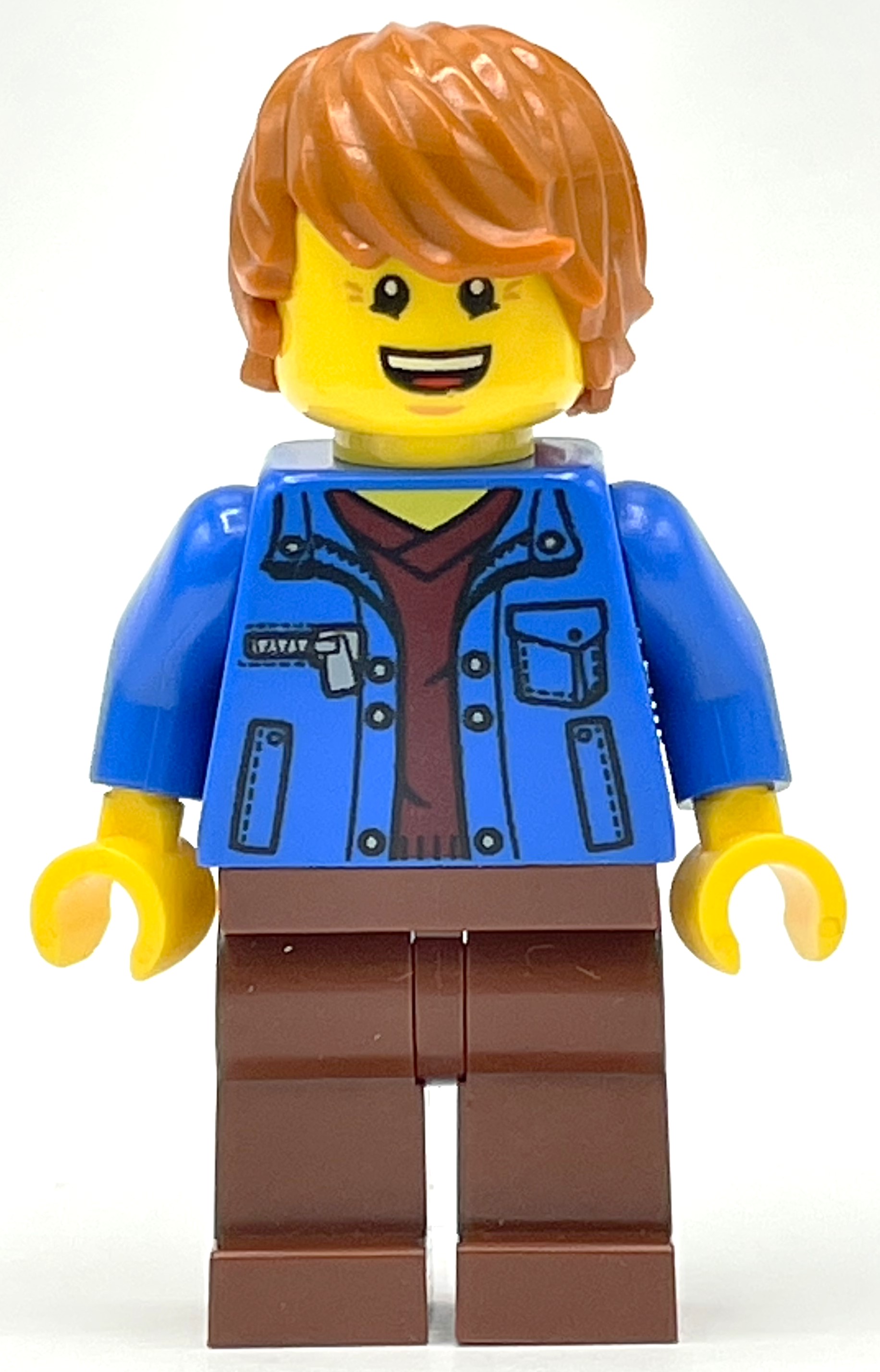 LEGO Blue Torso, Reddish Brown Legs, Dark Orange Hair (fig-009309)