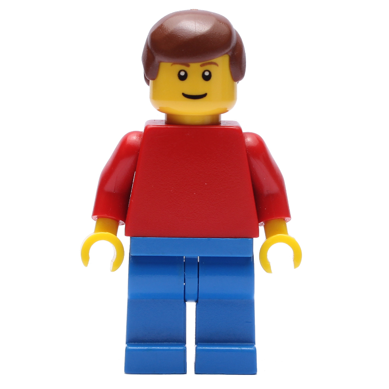 LEGO Red Torso, Blue Legs, Reddish Brown Hair (fig-009310)