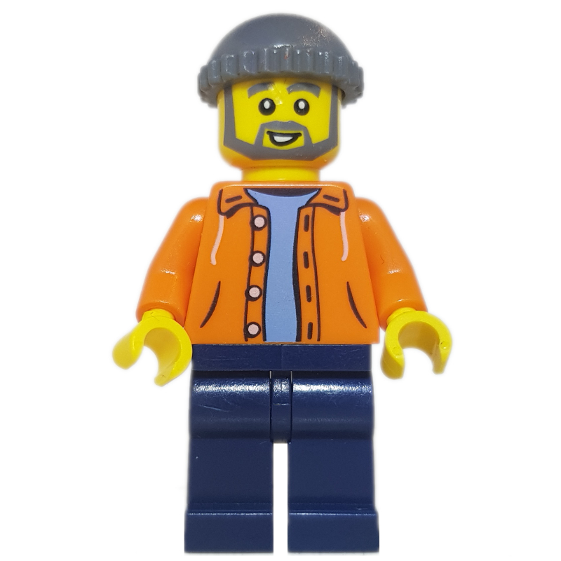 LEGO Orange Torso, Dark Blue Legs, Dark BLuish Grey Cap (fig-009312)