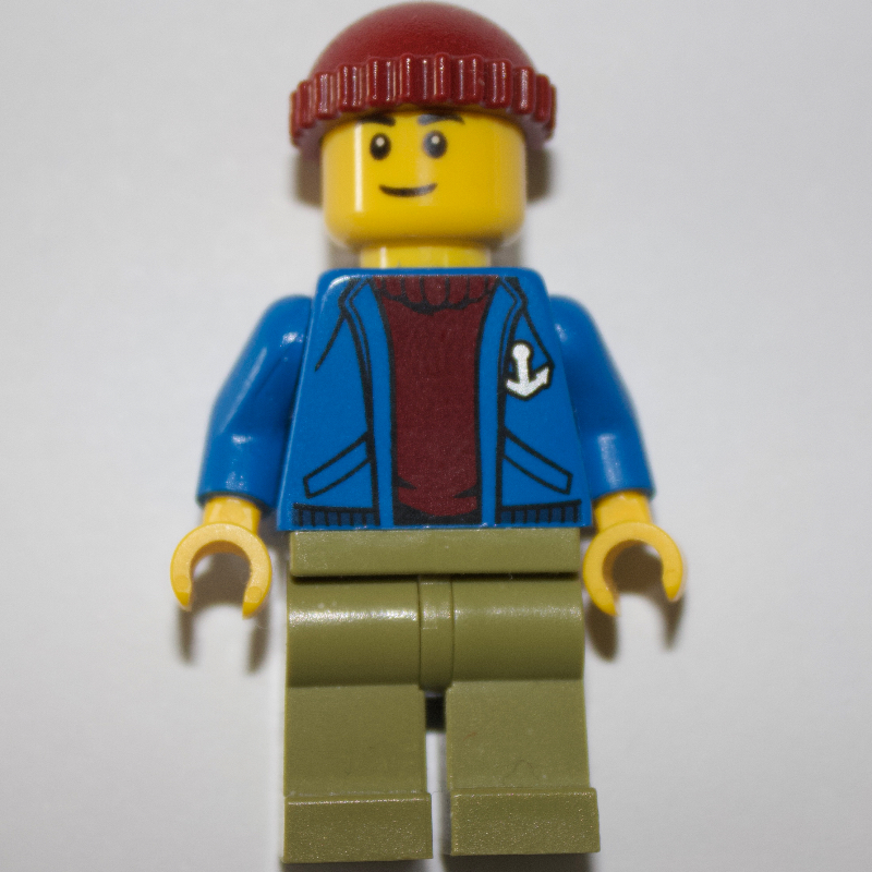 LEGO Blue Torso, Olive Green Legs, Dark Red Cap (fig-009314)