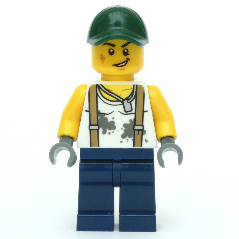 LEGO White Torso, Dark Blue Legs, Dark Green Cap (fig-009317)