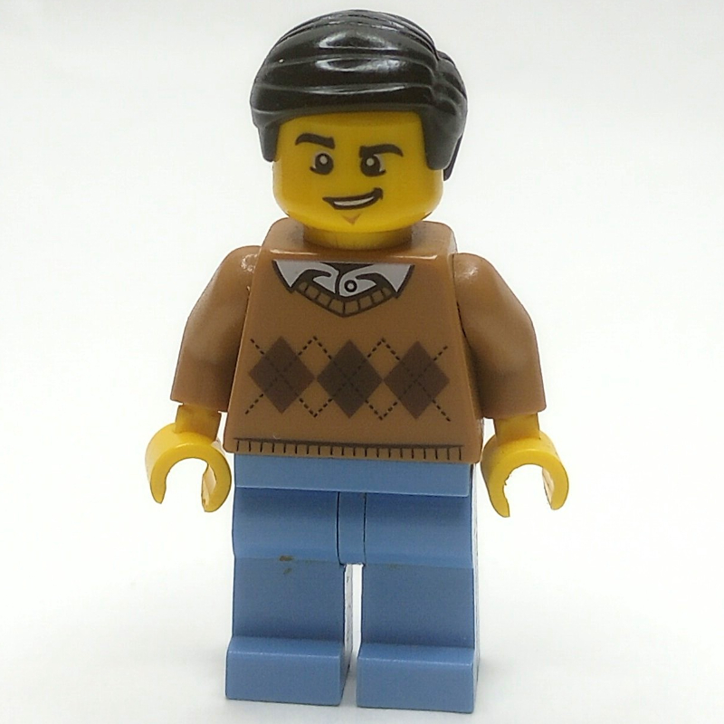 LEGO Medium Nougat Torso, Medium BLue Legs, Black Hair (fig-009319)