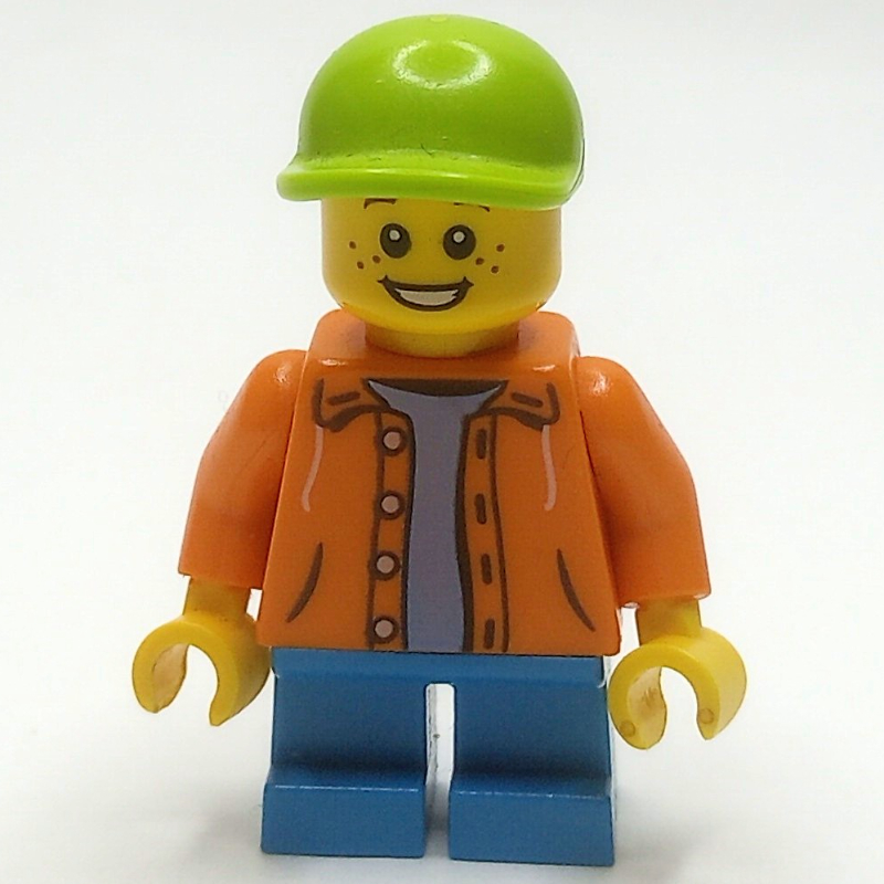 LEGO Kid - Orange Torso, Dark Azure Legs, Lime Cap (fig-009321)