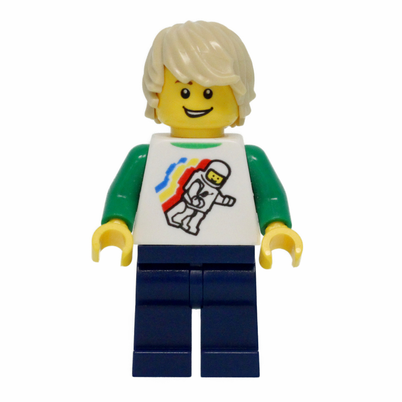 LEGO White Torso, Classic Space Figure, Dark Blue Legs, Tan Hair (fig-009323)