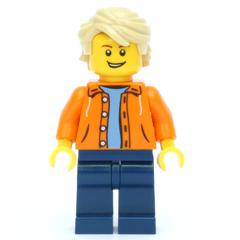 LEGO Orange Torso, Dark Blue Legs, Tan Hair (fig-009325)