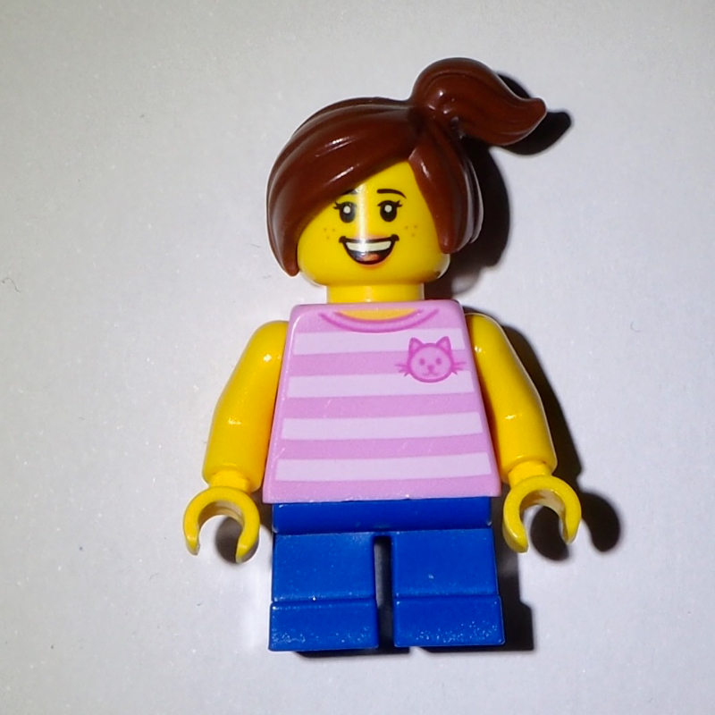 LEGO Bright Pink Hair, Blue Legs, Reddish Brown Hair (fig-009329)