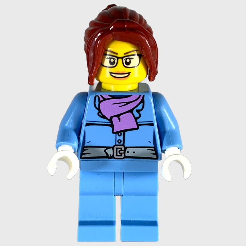 LEGO Medium Blue Torso, Medium Blue Legs, Dark Red Hair (fig-009330)