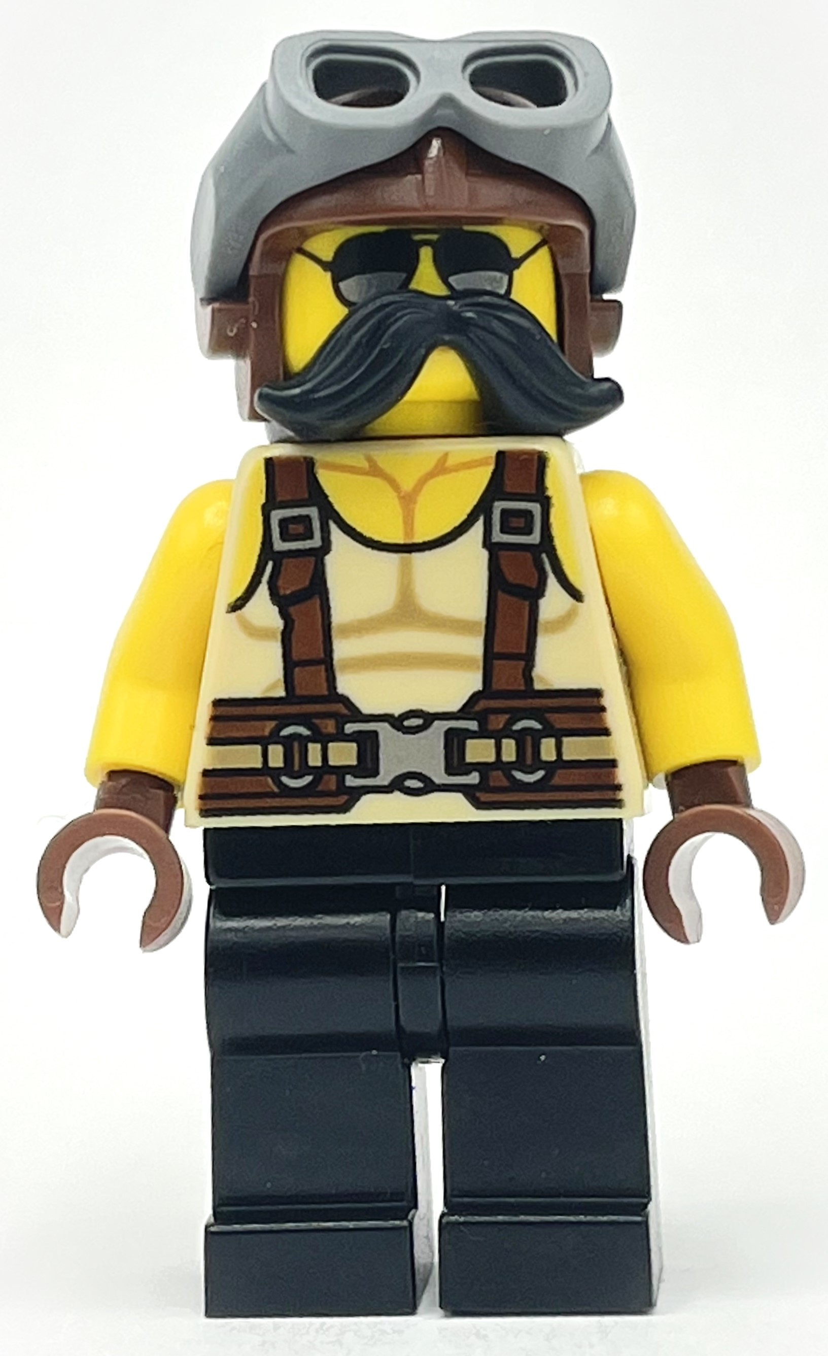 LEGO Tan Torso, Black Legs, Pilot Cap, Moustache (fig-009333)