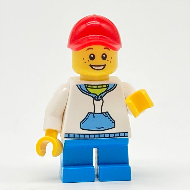 LEGO Kid - White Torso, Dark Azure Legs, Red Cap (fig-009334)