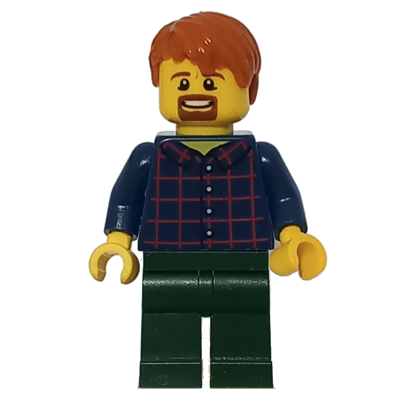 LEGO Dark Blue Torso, Dark Green Legs, Dark Orange Hair (fig-009335)