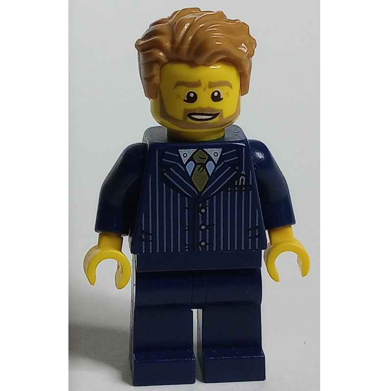 LEGO Dark Blue Torso, Suit, Dark Blue Legs, Medium Nougat Hair (fig-009336)