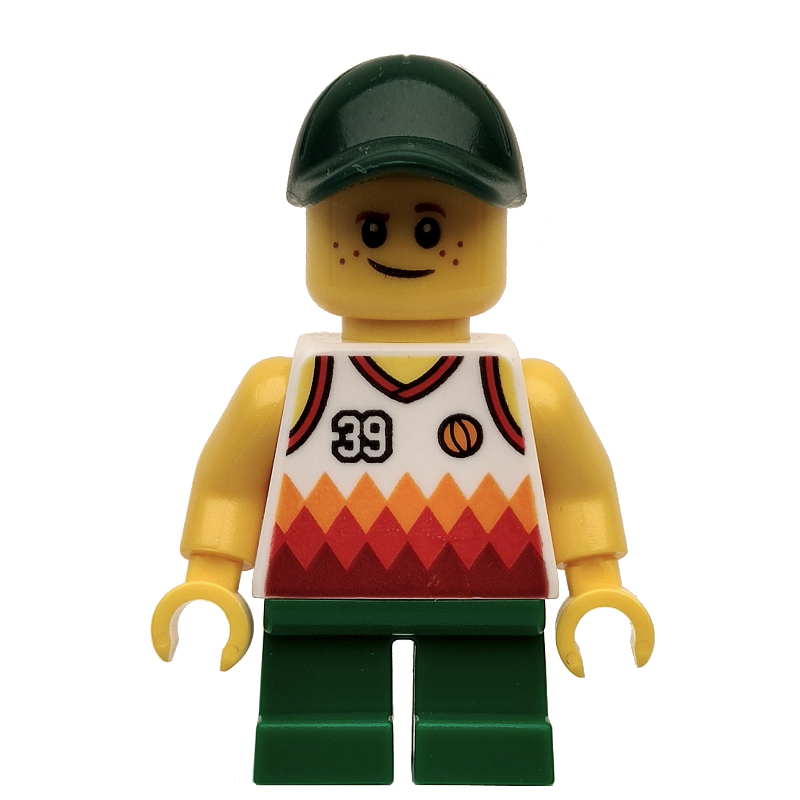 LEGO Kid - White Torso, Green Legs, Dark Green Cap (fig-009338)