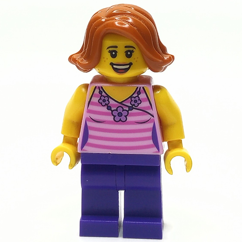 LEGO Bright Pink Torso, Dark Purple Legs, Dark Orange Hair (fig-009341)