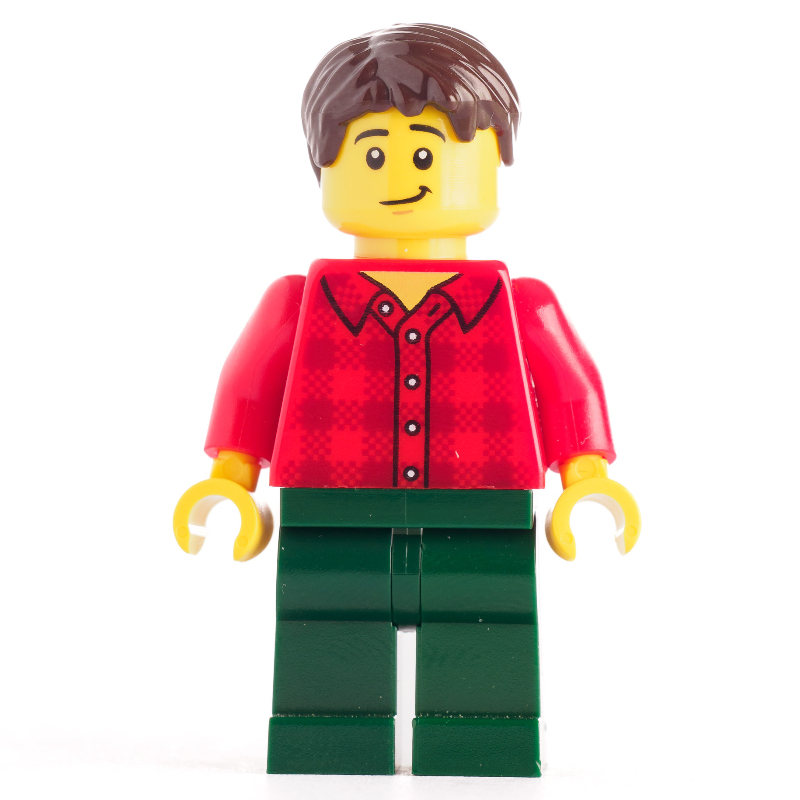 LEGO Red Torso, Dark Green Legs Dark Brown Hair (fig-009343)