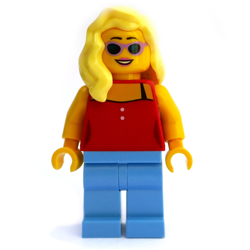 LEGO Red Torso, Medium Blue Legs, Bright Light Yellow Hair (fig-009346)