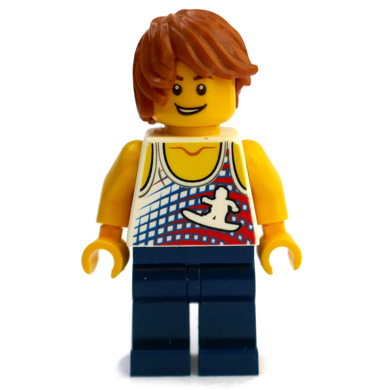 LEGO White Torso, Dark BLue Legs, Dark Orange Hair (fig-009347)