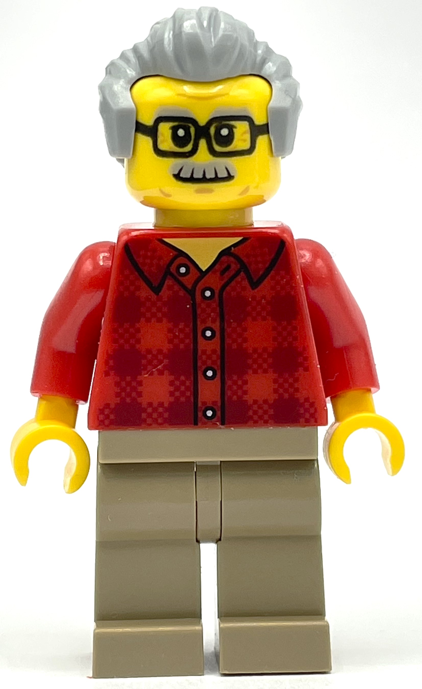 LEGO Red Torso, Dark Tan Legs, Light Bluish Grey Hair (fig-009349)