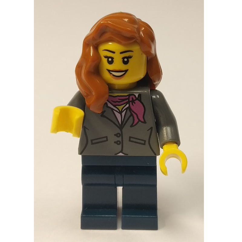 LEGO Dark Bluish Grey Torso, Dark Blue Legs, Dark Orange Hair (fig-009352)