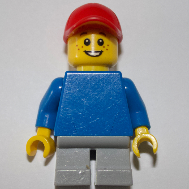 LEGO Kid - Blue Torso, Light Bluish Grey Legs, Red Cap (fig-009353)