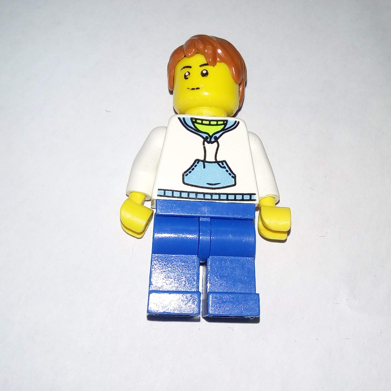 LEGO White Torso, Blue Legs, Dark Orange Hair (fig-009365)